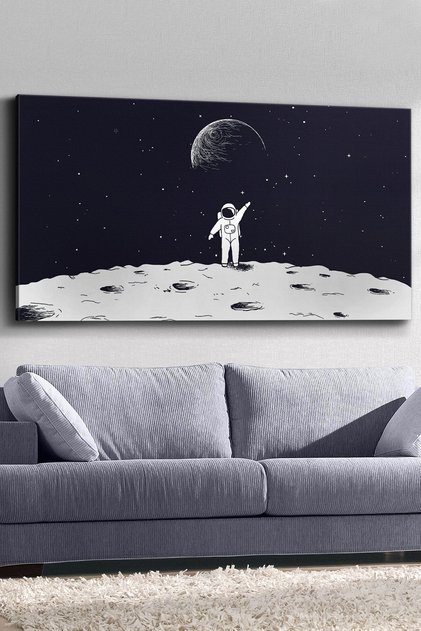 Astronaut on the Moon Canvas-Canvas Painting