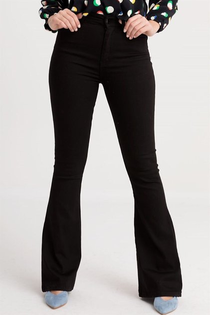 Alya Women's Black Lycra Gabardine Fabric Flared Pants