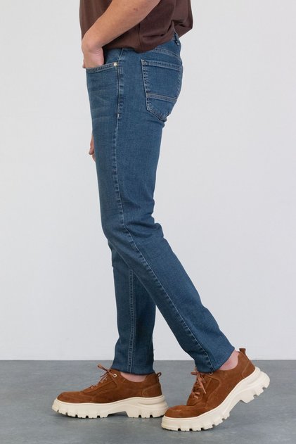 Men's Ocean Blue Slim Fit Narrow Leg Lycra Jean Jeans Trousers Hlthe001958