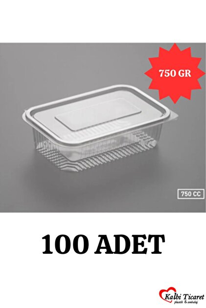 Kalbi Ticaret Plastik Saklama Kabı 750 gr 100'lü Plastik Kapaklı