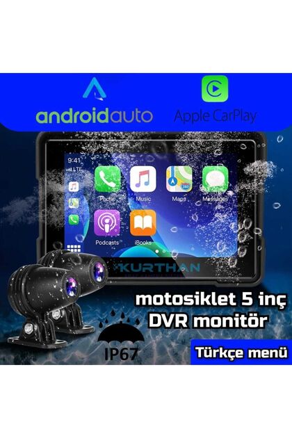 Twogo CARPLAY-ANDROİD AUTO ÖZELLİKLİ MOTOSİKLET 5 İNÇ DVR EKRAN ÖN