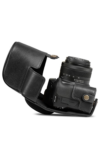 MegaGear Canon EOS R100 (18-45mm) için Hakiki Deri Kamera Kılıfı