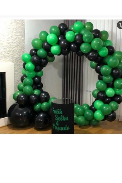 Rönesans Hulk Konsepti Balon Yeşil Siyah Balon 12 inç 70 Adet Balonevi Marka Futbol Konsepti Balon Seti