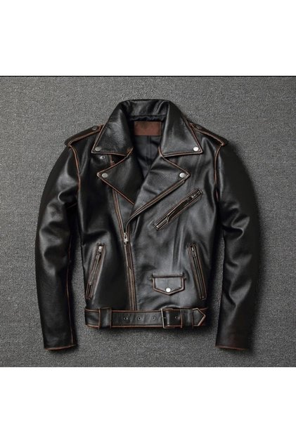 Genuine Leather Antique Biker Coat