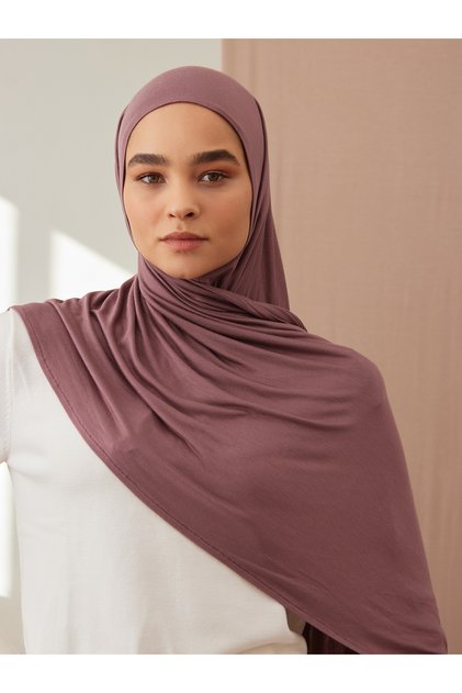 Practical Premium Jersey Shawl | Color: Rose Taupe | Size: Adult | Chin Stitched | Instant Hijab