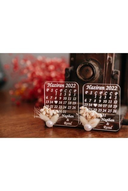 Takvimli Pleksi Magnet, Düğün, Nişan, Kına, Hediyelik 25 Adet Smt002