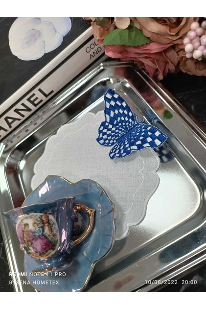 مناديل تقديم الكوكتيل والقهوة ثلاثية الأبعاد 4 قطع باللون الأزرق