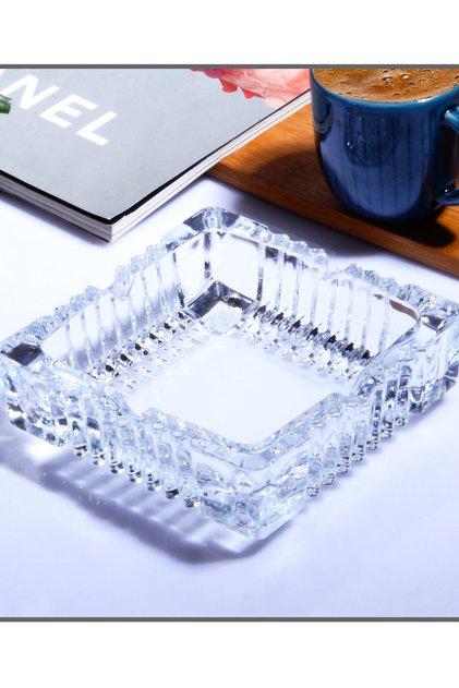 Square Cut Glass Ashtray - Ashtray - Ash Tray