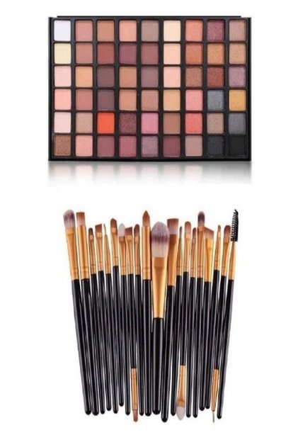 54-Piece Matte Eyeshadow Palette + 20-Piece Professional Makeup Brush Set - Mixed Color