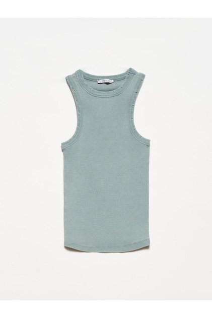 20652 Antique Sleeveless Top-Grey
