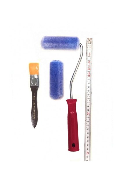 10 Cm Sünger Üstü Kadife Kaplı Rulo Fırça Set 2'li + Desen 350-1 Fırça