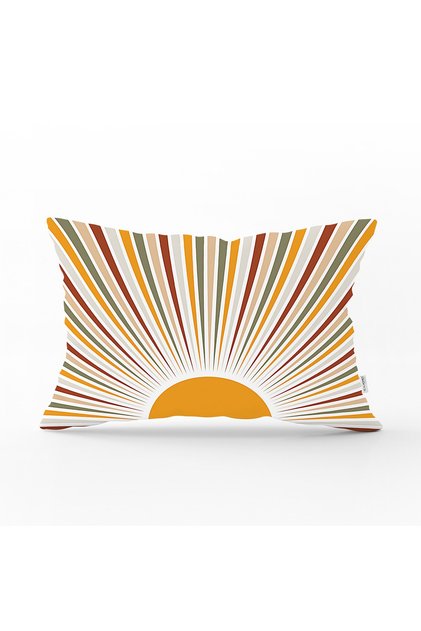Sun And Colorful Rays Special Design Digital Printed Decorative Rectangular Throw Pillow Cover