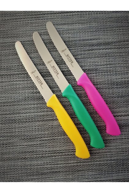 Rıtter Tırtıklı Sebze Doğrama Bıçağı 3'lü Sarı Pembe Yeşil