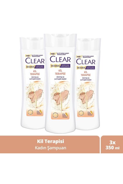 Women Kepeğe Karşı Etkili Şampuan Kil Terapisi 350 ml X3