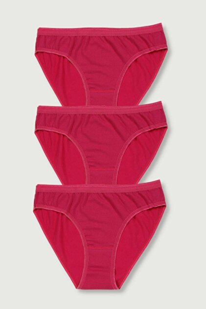Kadın Pembe 3'lü Paket Bikini Külot ELF568T0635CCM3