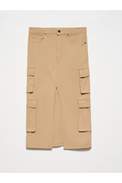 80858 Cargo Pocket Midi Skirt-beige