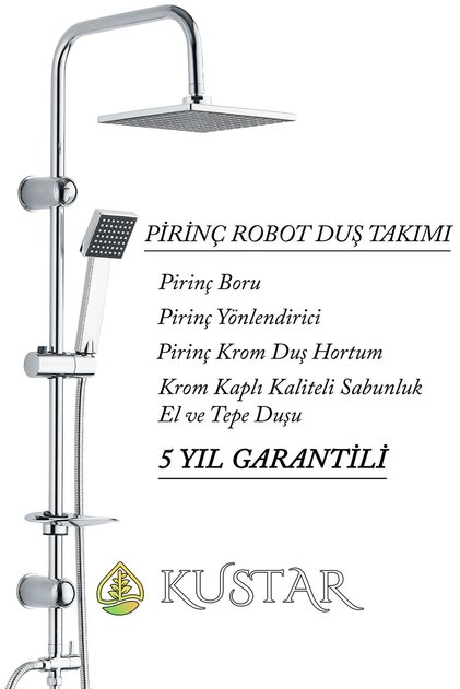 Tahran Krom Banyo Robot Duş Seti Yağmurlama Tepeleme Duş Sistemleri 5 Yıl Garanti  Pirinç