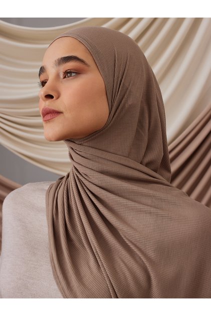 Practical Bamboo Ribbed Shawl | Color: Desert | Dimensions: 180X70 cm | Hijab