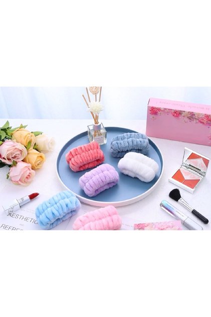 2 Pieces White Color Water Absorbent Towel Wrist - Face Washing Armband Athlete Spa Wristband (Set)