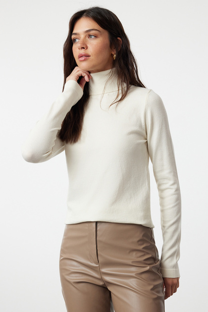 Ecru Mercerized Look Premium Garn/Spezialgarn Strickpullover TWOAW24KZ00143