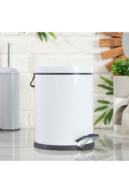 Bath Pedallı Çöp Kovası - Beyaz - 5 lt