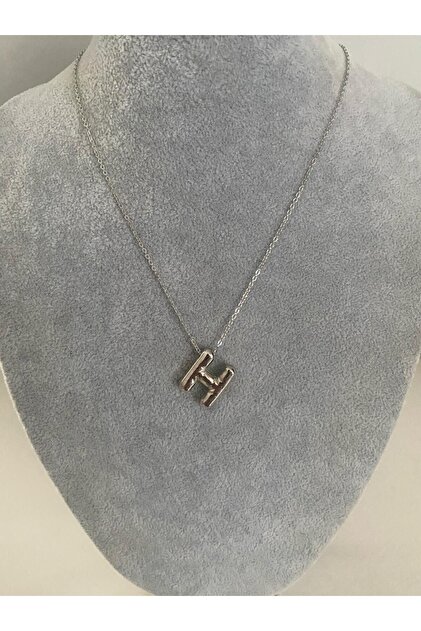 H Letter Silver Color Balloon Pendant, Initial Letter Necklace