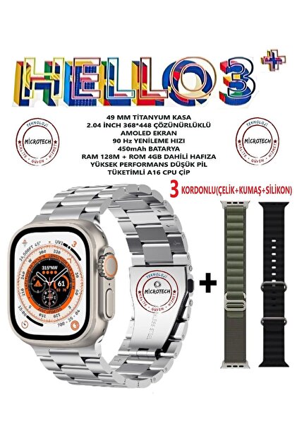 TMAX Hello Watch 3 Plus--çelik Kordonlu (SON SERİ YENİ ÜRETİM 3