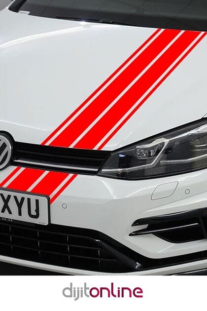 Double Strip Car Hood Sticker - Auto Sticker - 120x15cm