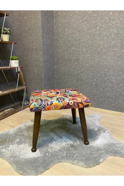 Trend Ceviz Retro Ahşap Ayak Uzatma Pufu Makyaj Koltuğu Tabure Babalar Günü Hediyesi