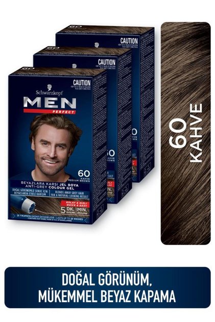 Men Perfect Saç Boyası 60 - Kahve X 3 Adet