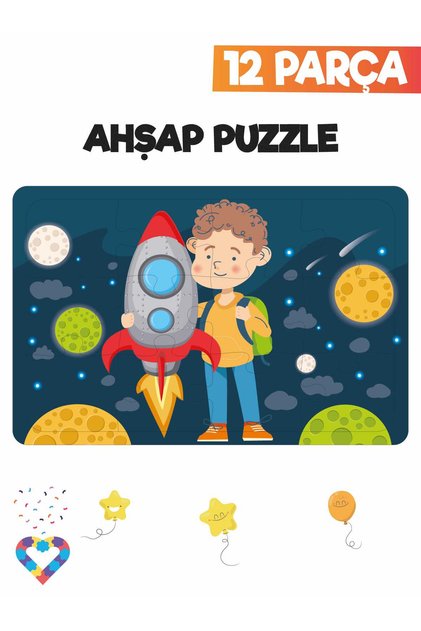 Ahşap Çocuk Puzzle 12 Parça