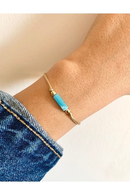 Blue Natural Varacite Stone Rope Bracelet