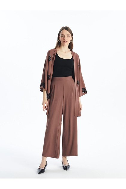 LCWAIKIKI Classic Elastic Waist Straight Wide Leg Women's Trousers
