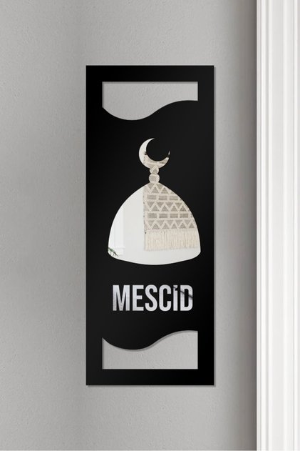 Mescid Kapı İsimliği Ahşap üzeri Pleksi Yazılı