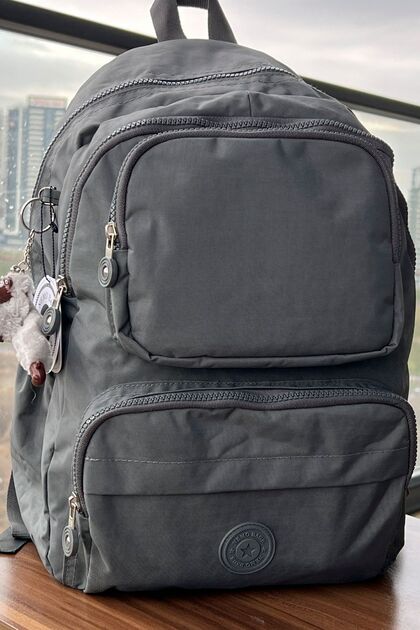 Unisex Gray Backpack School Bag Laptop And Travel Bag Waterproof Multi-Pocket, 40x30cm 18lt