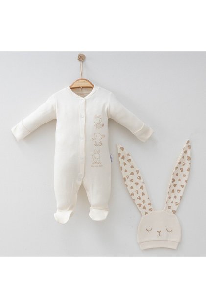 Baby Romper Set 100% Cotton Rabbit Ears Hat and Printed Set of 2