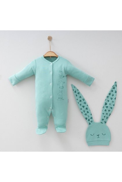 Baby Romper Set 100% Cotton Rabbit Ears Hat and Printed Set of 2
