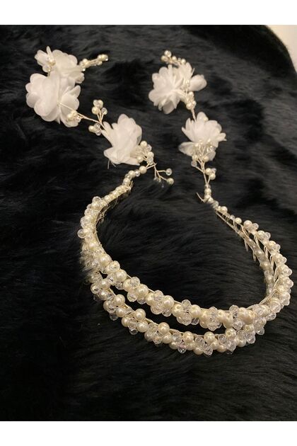 Bridal Crown with Pearls and Earrings