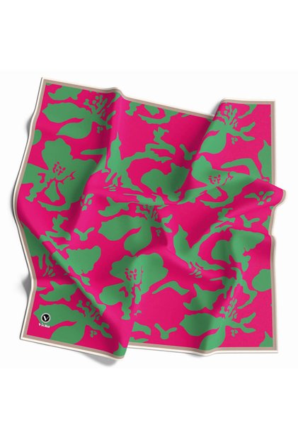 Twill flower patterned black - cream colored 90x90 scarf (does not contain silk) sewing method: hand stitching