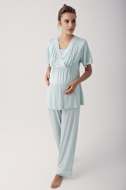 Polka Dot Short Sleeve Lycra Viscose Maternity Pajamas Set 14206