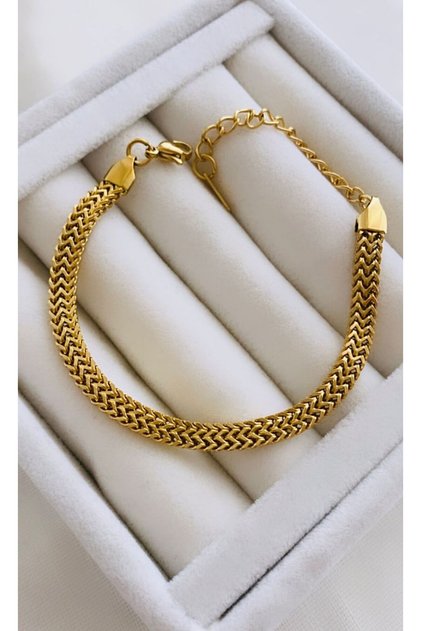 Steel Unisex Model Straw Look Bracelet