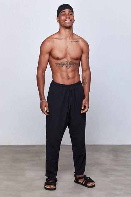 Siyah Keten Oversize Pantolon