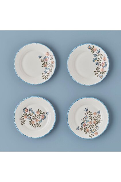 Vintage Porcelain Cake Plate Set of 4 Blue (20 cm)