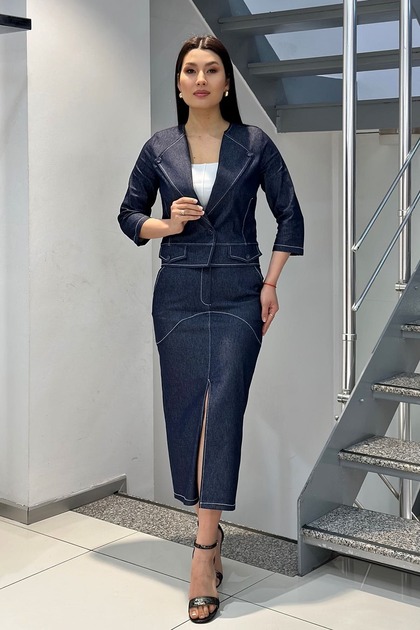 Midi boy denim etek
