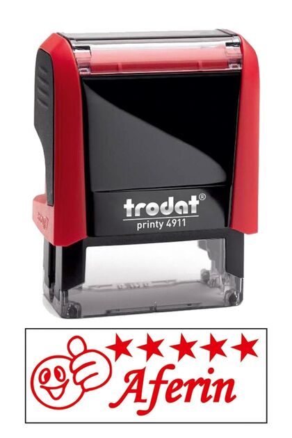 Teacher's Badge - Well Done with Stars - Red Ink