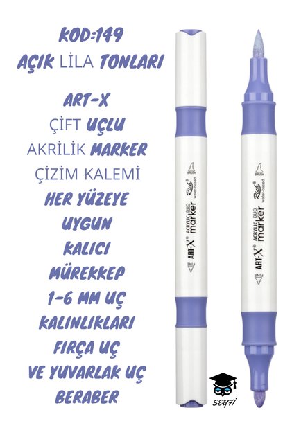 Art-X Double Tip Acrylic Marker Drawing Pen Suitable for All Surfaces Permanent Ink 1-6 mm Tip Thicknesses