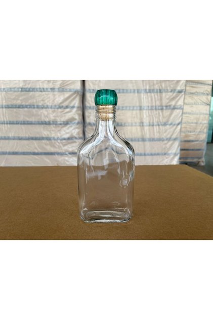 200 CC COLDBREW YASSI CAM ŞİŞE - YEŞİL BAŞLIKLI MANTAR TIPALI - 200 ML YASSI SOĞUK KAHVE ŞİŞE