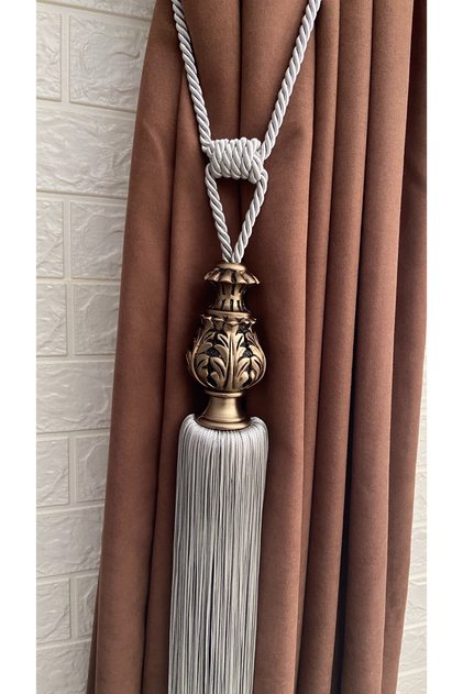 Perde Aksesuarı Polyester Vazo Şah Model Püsküllü Braçol Kornişe Takmatik 1 Adet