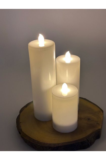 3 lü beyaz renk batom çap 6 cm boylar 20 cm 15 cm 10 cm