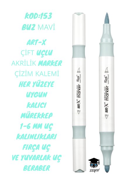 Art-X Double Tip Acrylic Marker Drawing Pen Suitable for All Surfaces Permanent Ink 1-6 mm Tip Thicknesses